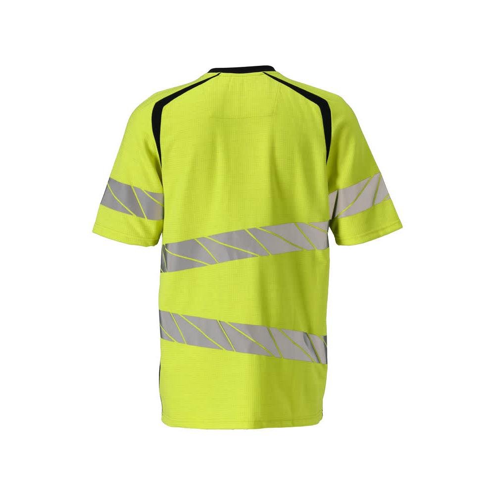 T-shirt, nowoczesny krój T-shirt Multisafe, odblaskowy żółty/czarno-niebieski