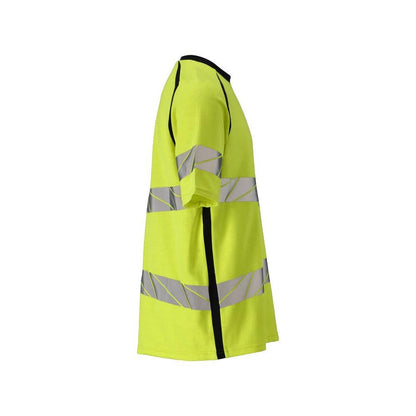 T-shirt, nowoczesny krój T-shirt Multisafe, odblaskowy żółty/czarno-niebieski
