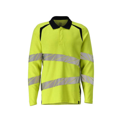 Koszulka polo, koszulka polo z długim rękawem Multisafe, odblaskowa żółto/czarno-niebieska