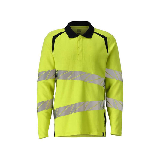 Koszulka polo, koszulka polo z długim rękawem Multisafe, odblaskowa żółto/czarno-niebieska