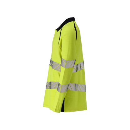 Koszulka polo, koszulka polo z długim rękawem Multisafe, odblaskowa żółto/czarno-niebieska