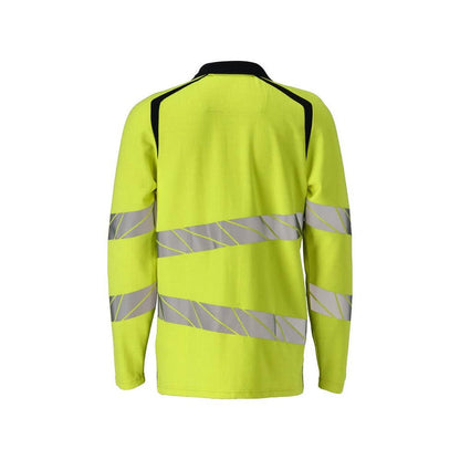 Koszulka polo, koszulka polo z długim rękawem Multisafe, odblaskowa żółto/czarno-niebieska