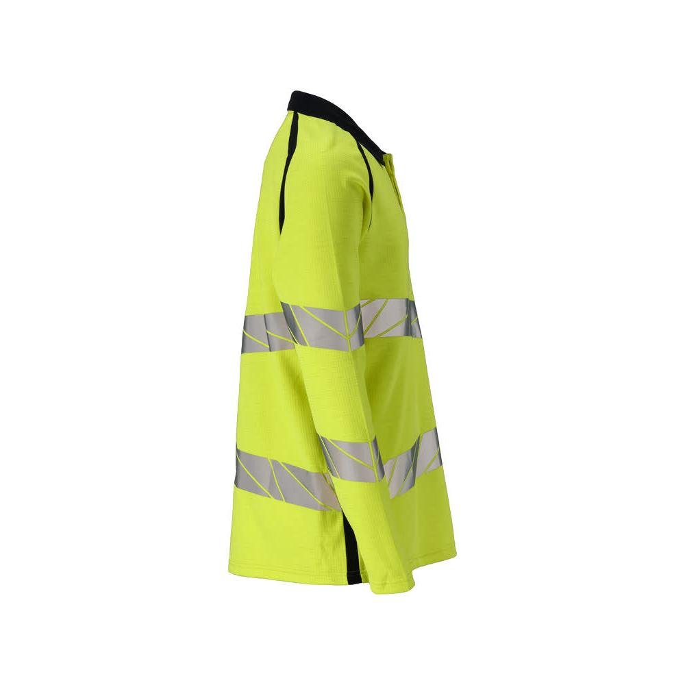 Koszulka polo, koszulka polo z długim rękawem Multisafe, odblaskowa żółto/czarno-niebieska
