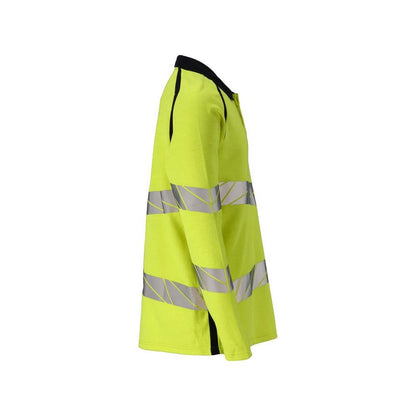 Koszulka polo, koszulka polo z długim rękawem Multisafe, odblaskowa żółto/czarno-niebieska