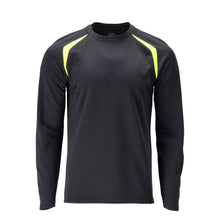 T-shirt z długim rękawem, nowoczesny krój Multisafe, czarno-niebieski/odblaskowy żółty