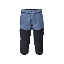 Spodnie trzy czwarte, kieszenie na kolanach, spodnie rzemieślnicze ze stretchu, kolor kamienny/czarno-niebieski