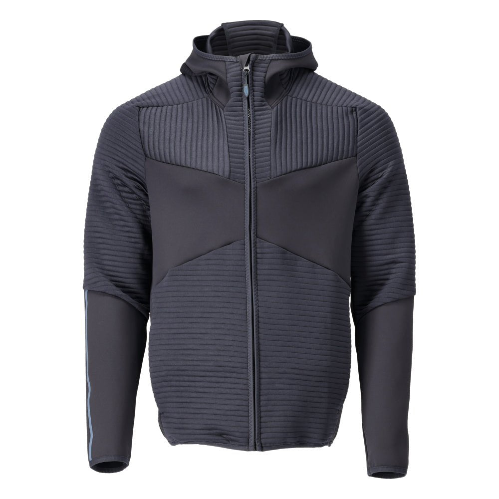 Bluza polarowa, kaptur, kurtka z mikropolaru zapinana na zamek, kolor czarno-niebieski