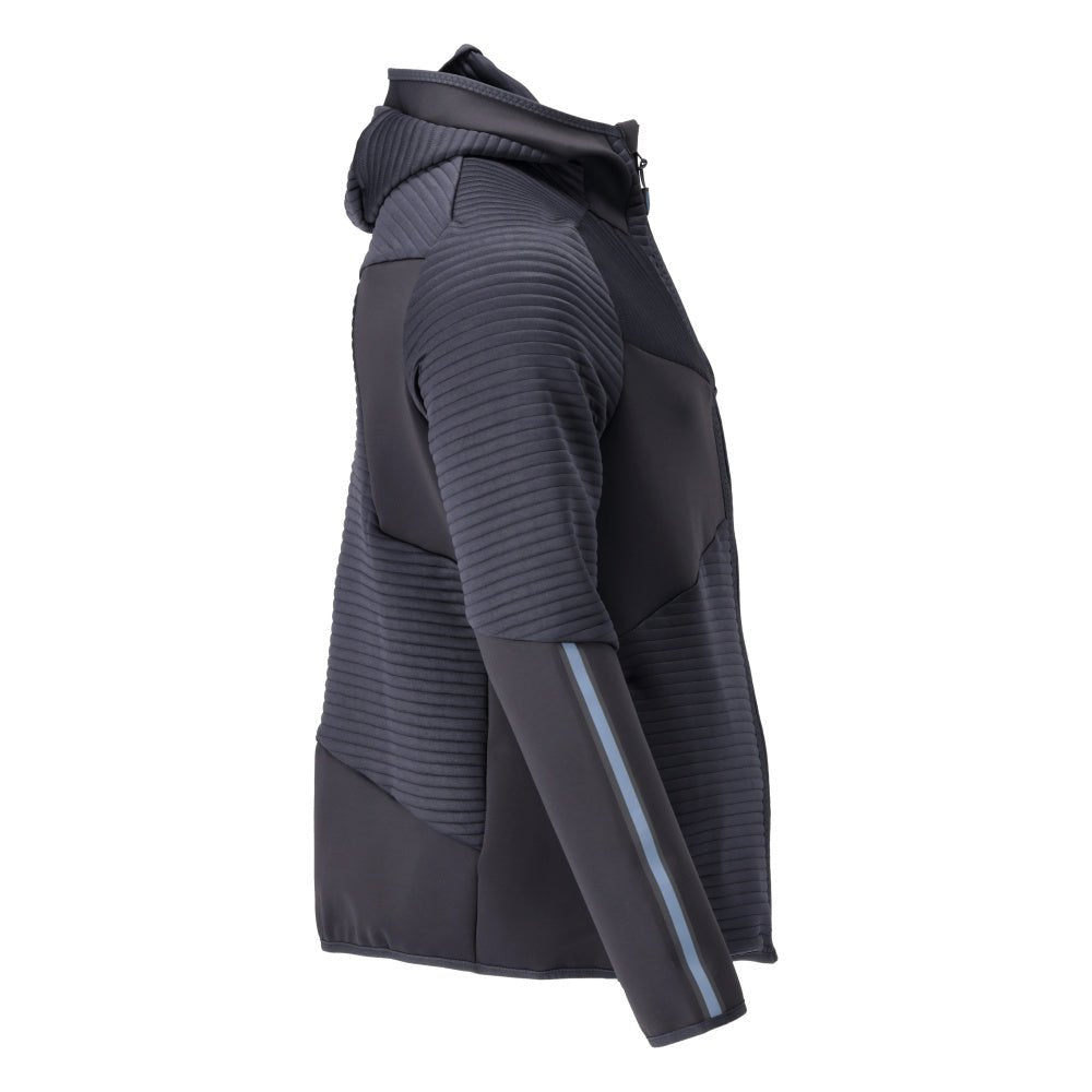 Bluza polarowa, kaptur, kurtka z mikropolaru zapinana na zamek, kolor czarno-niebieski
