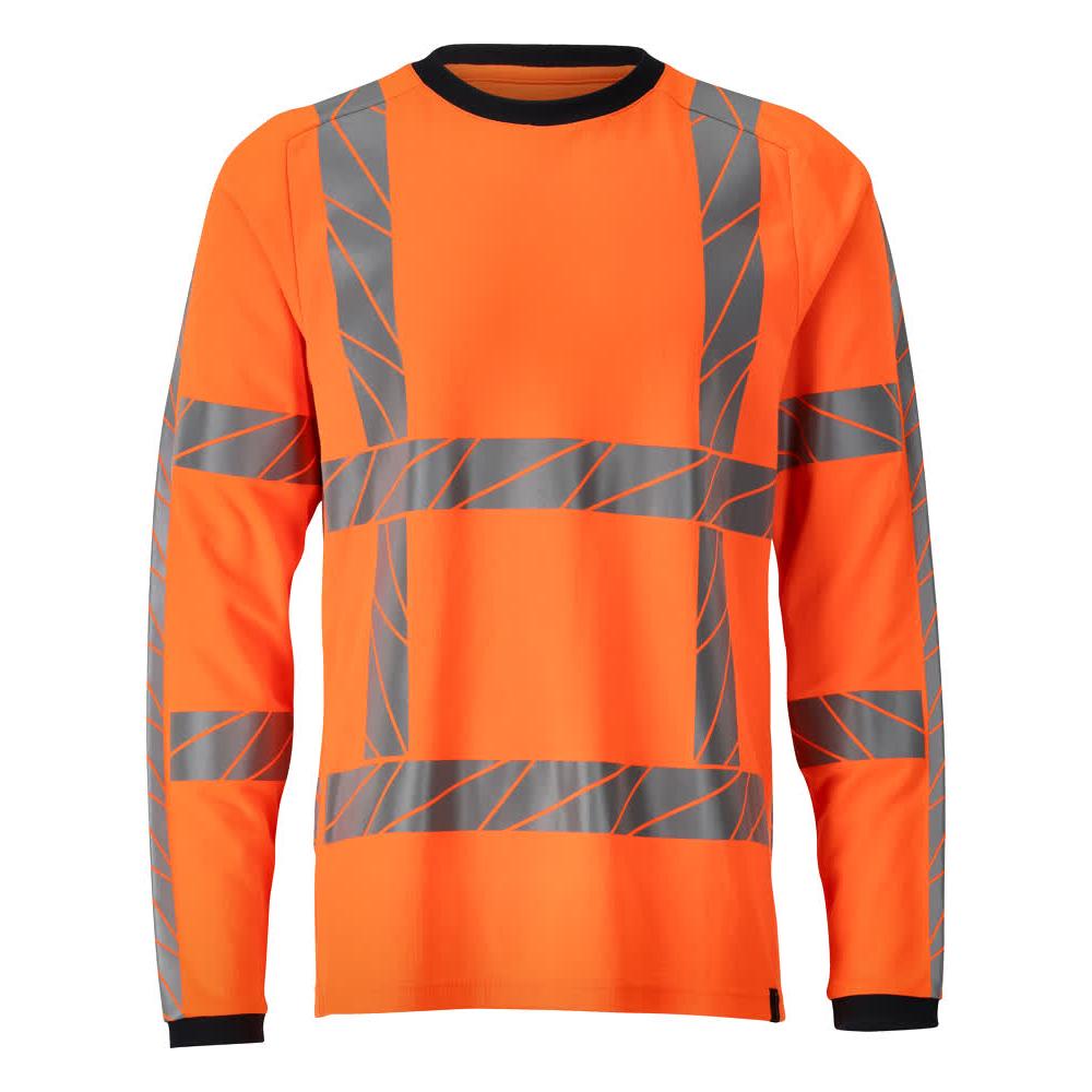 T-shirt z długim rękawem, t-shirt o nowoczesnym kroju, w kolorze pomarańczowym odblaskowym