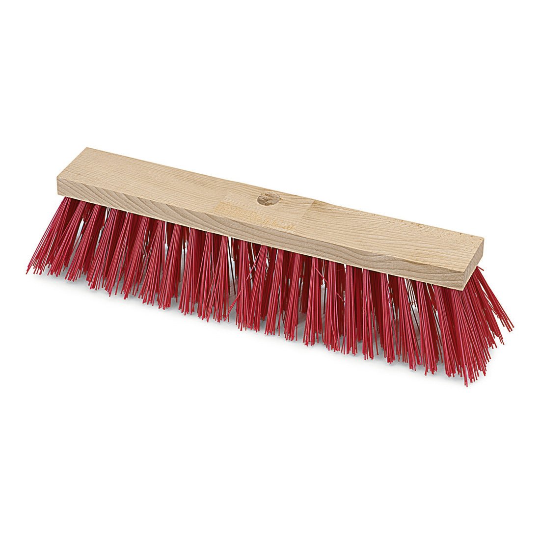 Nölle Profi Brush miotła uliczna Elaston 40 cm (drewno siodłowe, 6x18 rzędów) od Nölle Profi Brush technika szczotek i pędzli e.K., z czerwonymi włóknami Elaston, jest przedstawiona bez trzonka na białym tle.