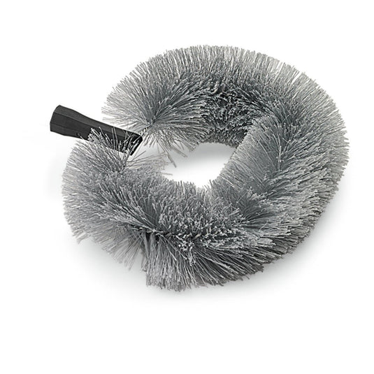 Główka zamienna do szczotki Nölle Profi Brush Staubbiene owalna, 25 cm, syntetyczna szczotka Nölle Profi Brush Bürsten- & Pinseltechnik e.K. ma gęste szare włosie i czarny uchwyt, przedstawiona na białym tle.