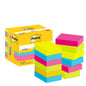 Opakowanie 3M Deutschland GmbH Post-it® Notes, Energetic Collection, 38x51 mm, 100 arkuszy/blok, 12 bloków/opakowanie w pudełku z certyfikatem PEFC - idealne do organizacji biura w jaskrawych kolorach i z oznaczeniem marki.