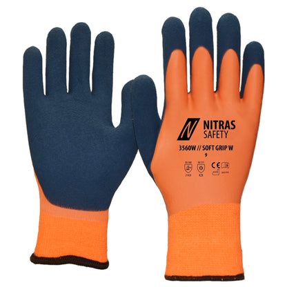 NITRAS SOFT GRIP W, rękawiczki zimowe, kolor pomarańczowy/granatowy