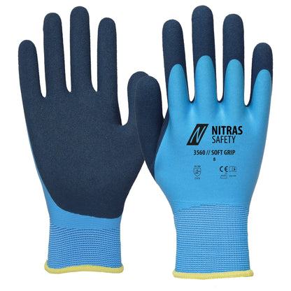 NITRAS SOFT GRIP, rękawice montażowe, kolor jasnoniebieski/ciemny niebieski