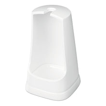 Ein weißer Kunststoffständer mit offener Vorderseite und Loch an der Oberseite zur Aufbewahrung der Nölle Profi Brush WC-Bürste Rundkopf 38 cm (PPN-Borsten), von Nölle Profi Brush Bürsten- & Pinseltechnik e.K., oder ähnlichem Zubehör.