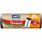 Rolka Swirl worki na śmieci z taśmą mocującą 35 l Wytrzymałe i szczelne od Melitta Europa GmbH & Co. KG, z elastyczną taśmą mocującą, zawiera 10 worków/rolka (100% z recyklingu plastiku), z obrazkiem kosza na śmieci i czerwono-zielonym niemieckim opakowaniem.
