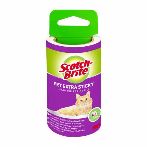 Scotch-Brite™ Pet Extra Sticky* Wałek zastępujący sierść zwierząt domowych 48 arkuszy + 4 Scotch-Brite™ Pet Extra Sticky* Wałek zastępujący sierść zwierząt domowych, 48 arkuszy, 1 szt. | Opakowanie (1 szt.)