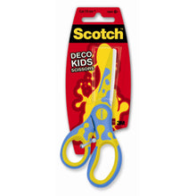 Die Scotch™ DECO Kinderschere von 3M Deutschland GmbH (grün, blau oder pink), 13 cm, abgerundete Spitzen, für Kinder ab 6 Jahren-ideal für Bastelprojekte-wird einzeln im Blister auf farbigem Karton angeboten.