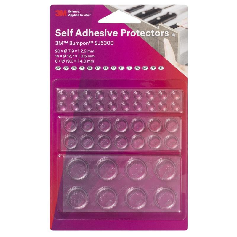 Miniopakowanie elastycznego bufora 3M™ Bumpon™ SJ5300BL (20x SJ5302, 14x SJ5312, 8x SJ5344), przezroczysty | Opakowanie (1 zestaw)