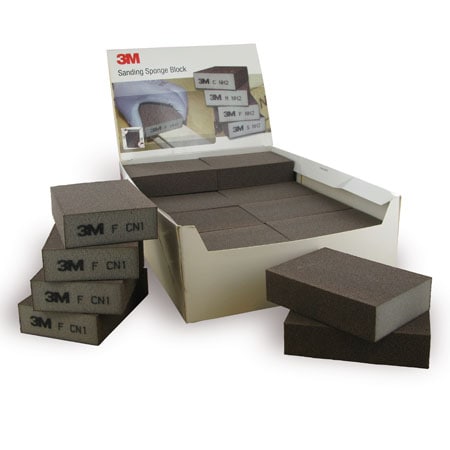 Gąbki szlifierskie 3M™, 100 mm x 68 mm x 26 mm, MED, czterostronne | Opakowanie (24 sztuki)