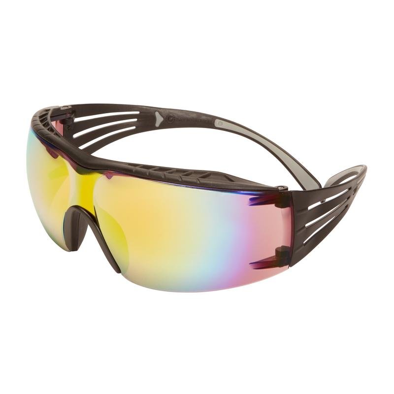 Okulary ochronne 3M™ SecureFit™ 400X, czarno-czarne zauszniki, powłoka odporna na zarysowania, pomarańczowe lustrzane soczewki, SF416XAS-BLK-EU, 20 szt. w opakowaniu | Opakowanie (1 szt.)