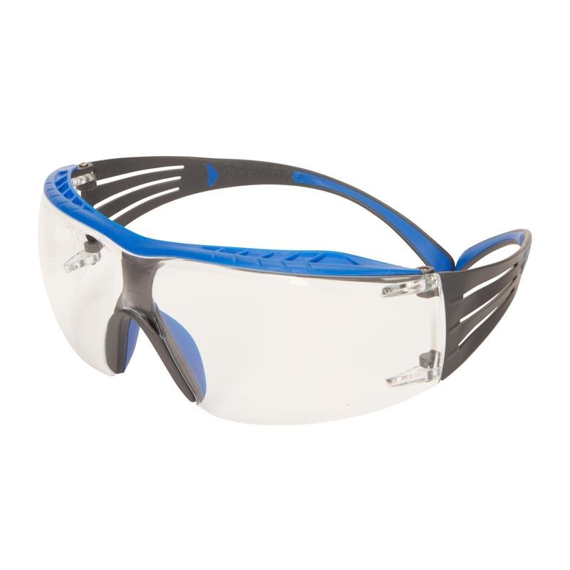 Okulary ochronne 3M™ SecureFit™ 400X, niebiesko-szare zauszniki, powłoka zapobiegająca parowaniu i zarysowaniu Scotchgard™ (K&N), przezroczyste soczewki, SF401XSGAF-BLU-EU, 20 szt. | Opakowanie (1 szt.)