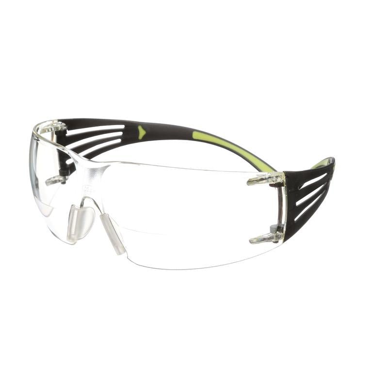Okulary ochronne dla czytnika 3M™ SecureFit™ 400, czarno-zielone zauszniki, powłoka odporna na zarysowania/zaparowanie, przezroczyste soczewki +2.0 Power, SF420AS/AF-EU, 20 szt. w opakowaniu | Opakowanie (1 szt.)