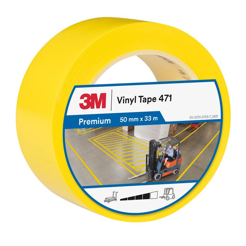Taśma 3M™ z miękkiego PVC 471, żółta, 50 mm x 33 m, 0,14 mm, pakowana pojedynczo | Opakowanie (1 rolka)