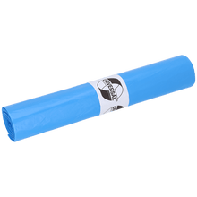 Rolka EMIL DEISS KG (GmbH + Co.) DEISS 40009 worki na śmieci, 700x700x0,02 mm niebieskie (50 sztuk), posiada białą etykietę "UNIVERSAL" z okrągłym logo na jednolitym białym tle.