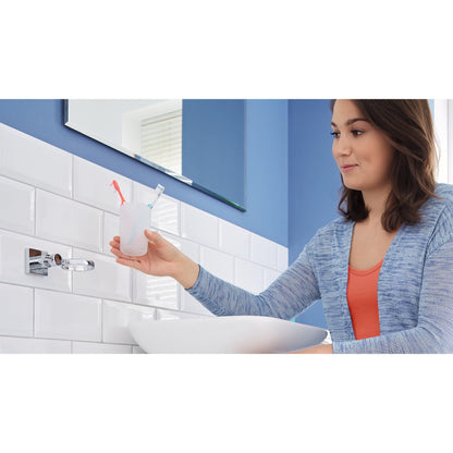 tesa Hukk Zahnbürstenhalter Wand, verchromt, inkl. Klebelösung – Anwendung