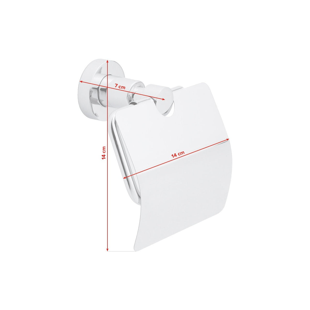 tesa Loxx WC-Papierhalter m. Deckel, verchromt, inkl. Klebelösung – Abmessungen
