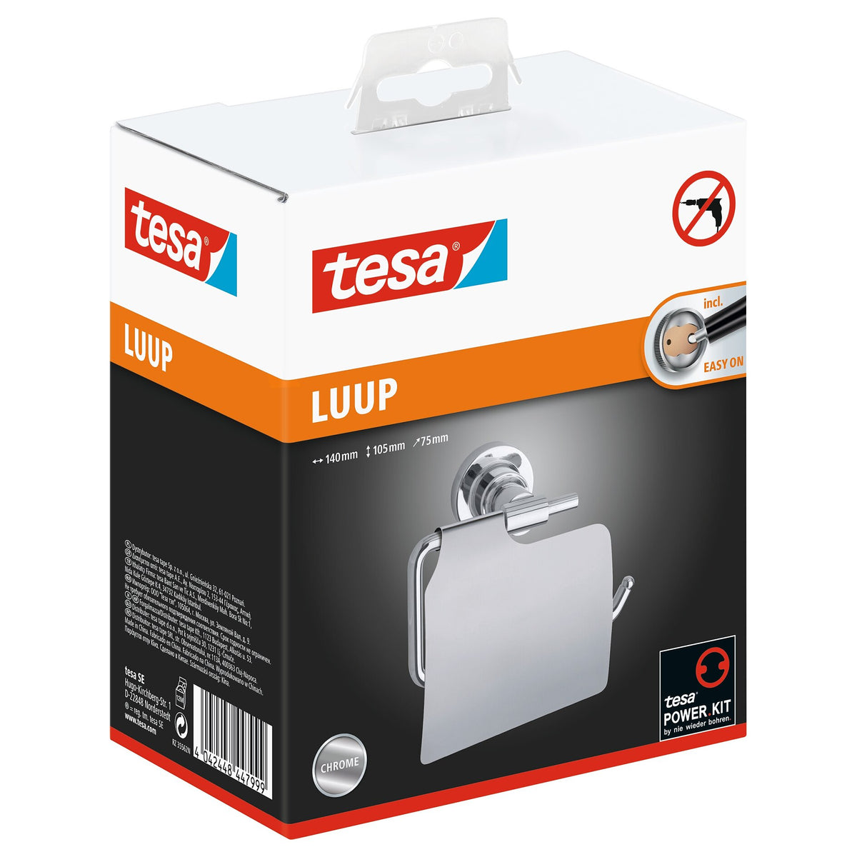 tesa Luup Toilettenpapierhalter m. Deckel, inkl. Klebelösung