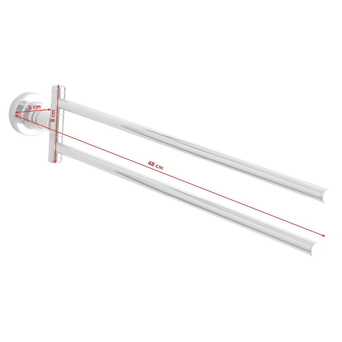tesa Luup Handtuchhalter, 2-armig, verchromt, inkl. Klebelösung – Abmessungen
