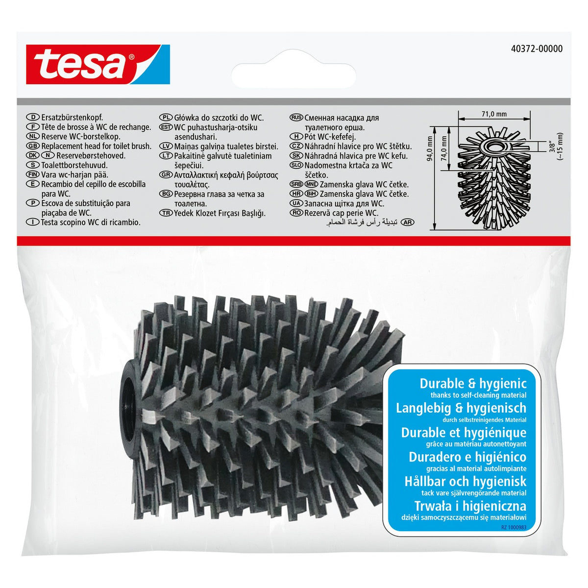 tesa Ersatz-Toilettenbürstenkopf Schwarz (TPE)