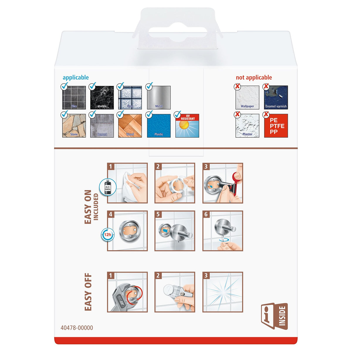 tesa Nooblesse Toilettenpapierhalter ohne Deckel, Edelstahloptik, inkl. Klebelösung