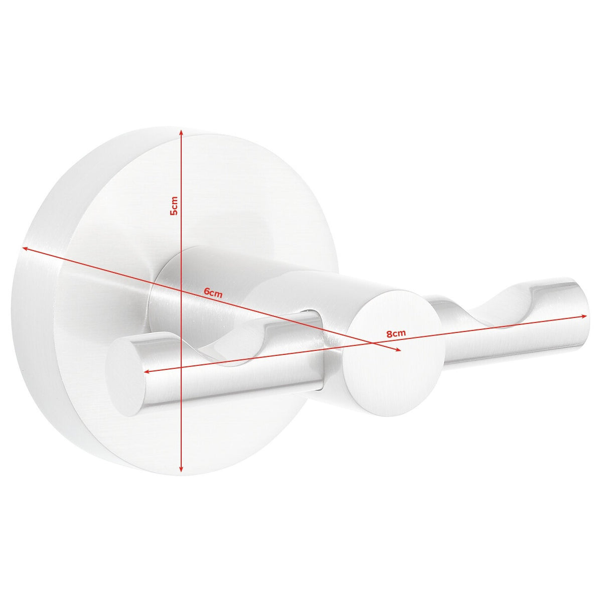 tesa Nooblesse Klebehaken doppelt, Edelstahloptik, inkl. Klebelösung – Abmessungen
