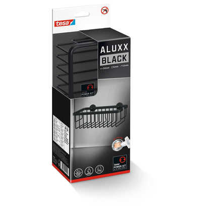 tesa ALUXX BLACK Duschkorb, mattschwarz, für Dusche und Badewanne