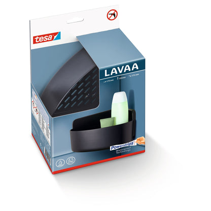 tesa LAVAA Eck-Duschkorb klein, mattschwarz, stilvoll, praktisch, platzsparend, weiß