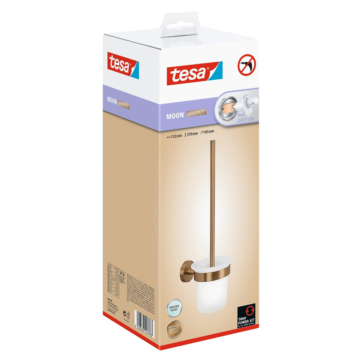 tesa MOON Bronze Toilettenbürste, selbstklebend, Metall PVD beschichtet