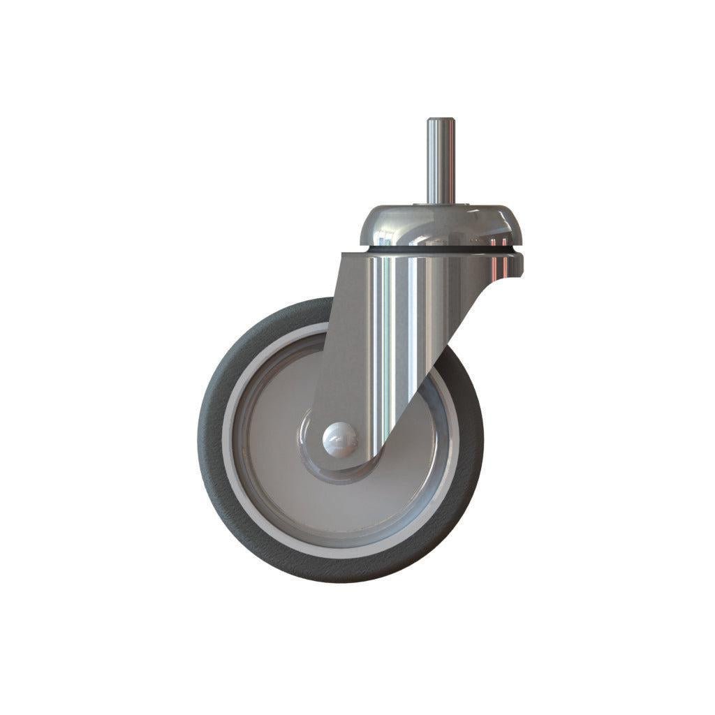 Koło wózka TASKI 100 mm od Diversey Deutschland GmbH & Co. OHG to obrotowe koło skrętne z metalowym wspornikiem i gumową oponą, do wózków TASKI (opakowanie 1 sztuka), przedstawione na białym tle.
