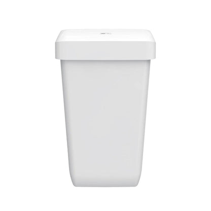 Kosz na odpady CWS ParadiseLine Paper Bin w kolorze białym (23 l) charakteryzuje się prostym, prostokątnym designem z płaską pokrywą, przedstawionym na białym tle.