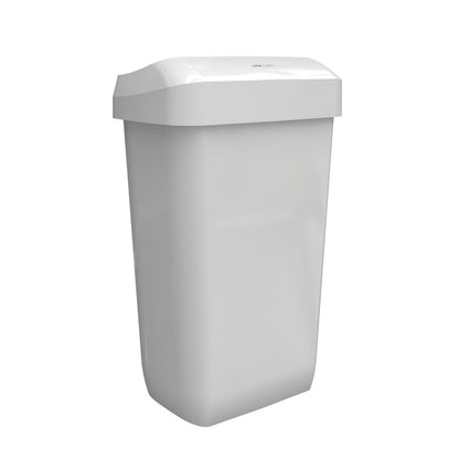 Ilustracja przedstawia biały, prostokątny kosz na odpady CWS ParadiseLine Paper Bin (23 l) firmy CWS z lekko wypukłą pokrywą na prostym białym tle.