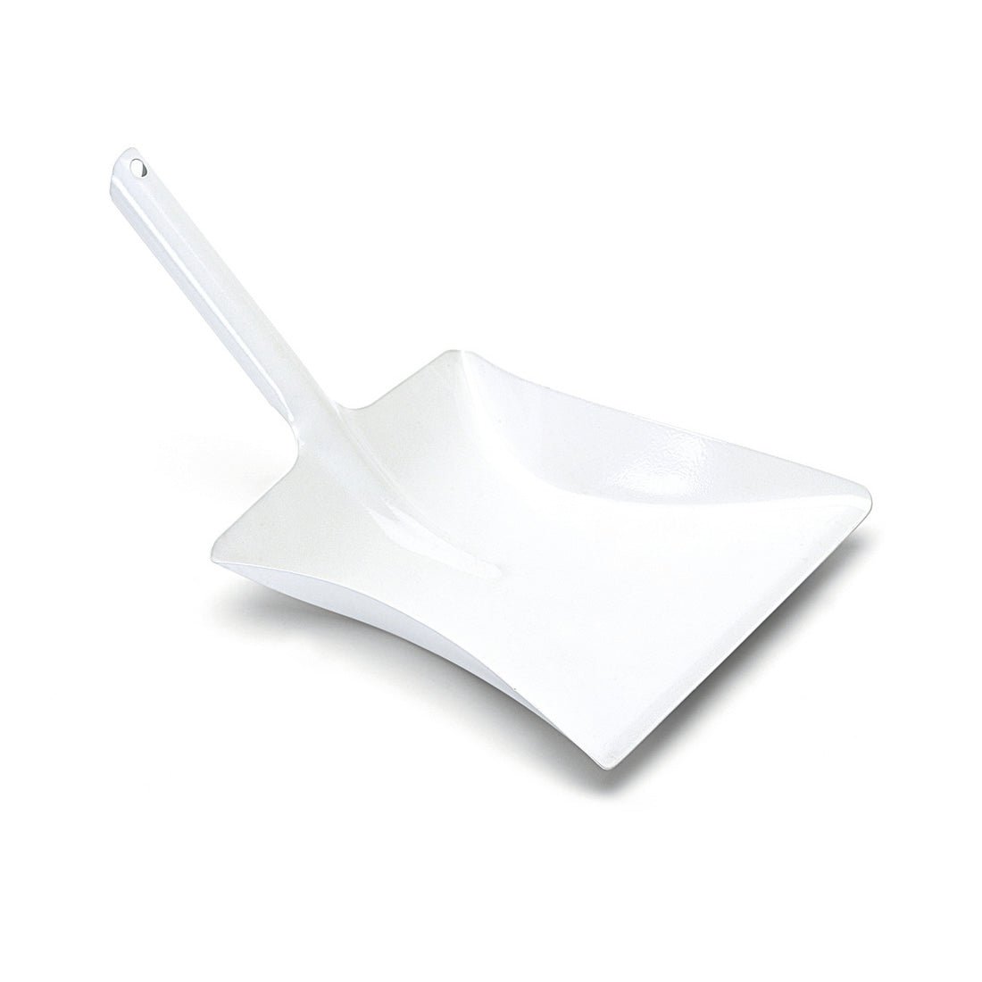 Nölle Profi Brush metalowa szufelka malowana, 39x24 cm z uchwytem - tutaj z płaską, kwadratową podstawą i krótkim trzonkiem - od Nölle Profi Brush Buersten- & Pinseltechnik e.K. jest przedstawiona na prostym białym tle.