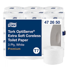 Tork OptiServe Extra-Soft Bezrdzeniowy papier toaletowy T7, 3-warstwowy, biały, 18 rolek po 550 arkuszy
