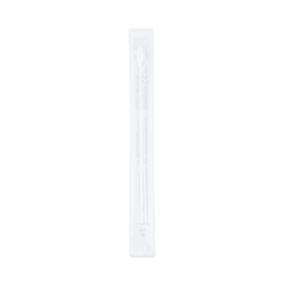 Jednorazowy wymaz Altruan Strep A - Bisaf Professional 1 Test (1 sztuka) jest zamknięty w przezroczystym plastikowym opakowaniu i stoi pionowo na białym tle.