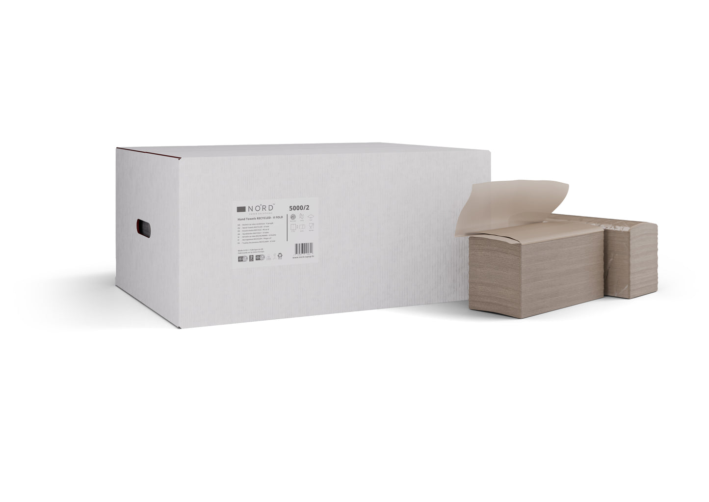 Ręczniki papierowe, składane V, 23,5x21cm, brązowe, 20x250 ark. | Pudełko (20 opakowań)