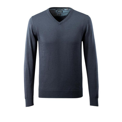 Sweter z dzianiny z dekoltem w kształcie litery V, sweter z dzianiny z wełny merynosów