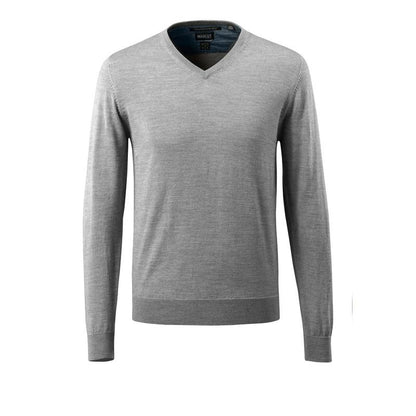 Sweter z dzianiny z dekoltem w kształcie litery V, sweter z dzianiny z wełny merynosów