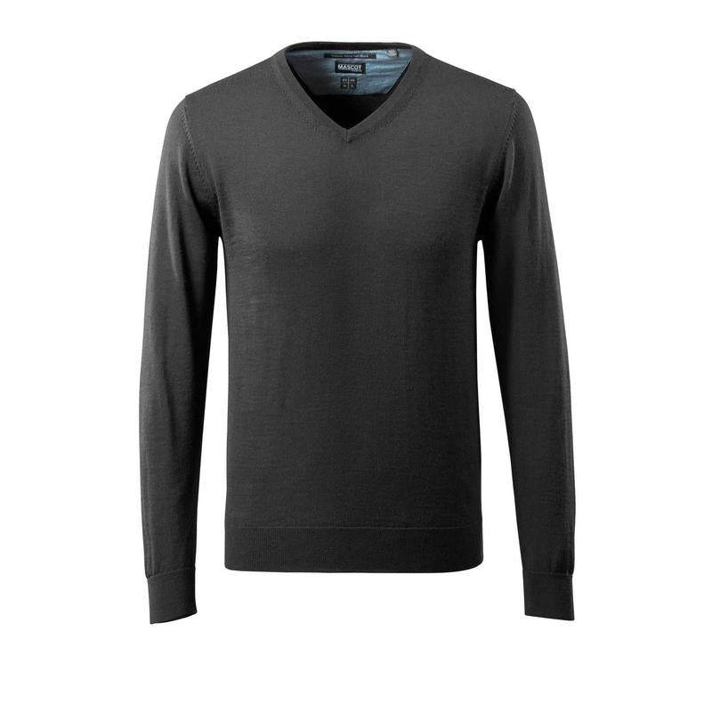 Sweter z dzianiny z dekoltem w kształcie litery V, sweter z dzianiny z wełny merynosów