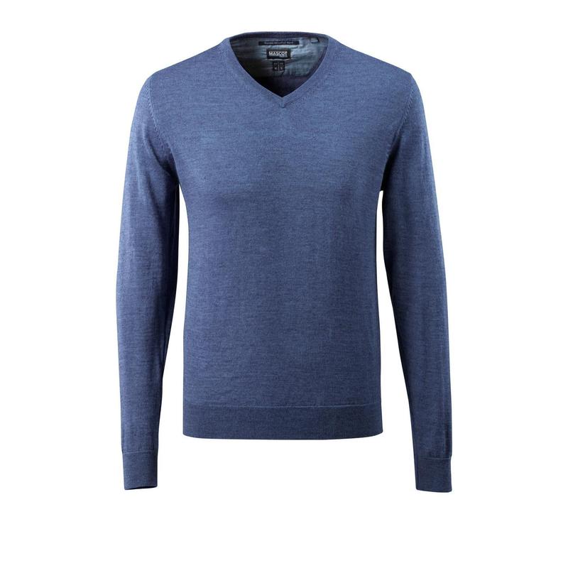 Sweter z dzianiny z dekoltem w kształcie litery V, sweter z dzianiny z wełny merynosów